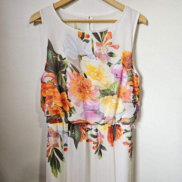 EUC LIKE NEW BISOU BISOU MICHELE BOHBOT FLORAL SLEEVELESS MAXI DRESS SIZE 10 / M - Picture 6 of 14